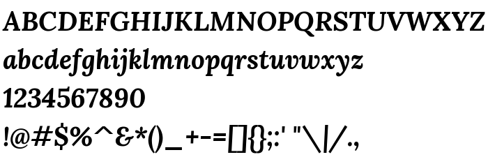 Pretpregled fonta Lora Bold Italic