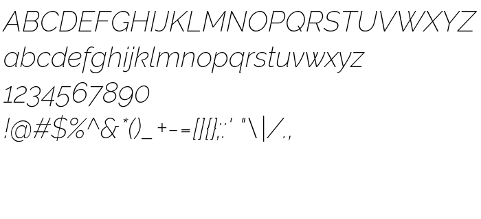 Pretpregled fonta Raleway ExtraLight Italic