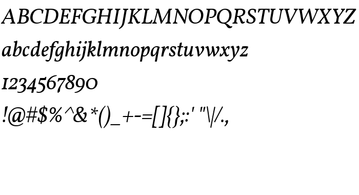 Pretpregled fonta Vollkorn Italic